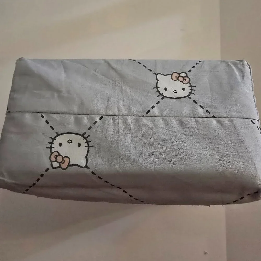 Hello Kitty Queen Sheet Set Sanrio 4PC Bedding Set Pink Gray 100% Cotton New